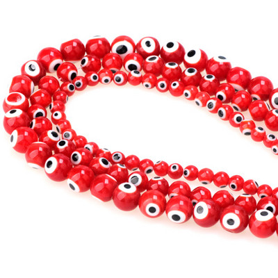 6mm/8mm/10mm többszínű kerek, lapos alakú Evil Eye lámpatest üvegezett üveggyöngyök karkötő nyaklánchoz barkács ékszerkészítéshez