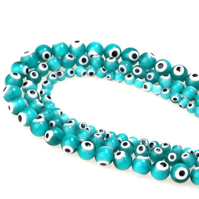 6mm/8mm/10mm többszínű kerek, lapos alakú Evil Eye lámpatest üvegezett üveggyöngyök karkötő nyaklánchoz barkács ékszerkészítéshez
