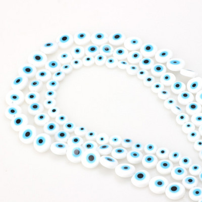 6mm/8mm/10mm többszínű kerek, lapos alakú Evil Eye lámpatest üvegezett üveggyöngyök karkötő nyaklánchoz barkács ékszerkészítéshez