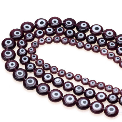 6mm/8mm/10mm többszínű kerek, lapos alakú Evil Eye lámpatest üvegezett üveggyöngyök karkötő nyaklánchoz barkács ékszerkészítéshez