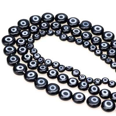 6mm/8mm/10mm többszínű kerek, lapos alakú Evil Eye lámpatest üvegezett üveggyöngyök karkötő nyaklánchoz barkács ékszerkészítéshez