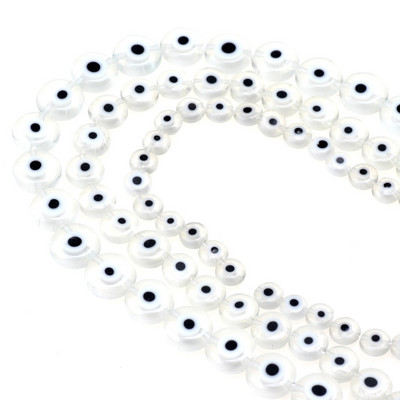 6mm/8mm/10mm többszínű kerek, lapos alakú Evil Eye lámpatest üvegezett üveggyöngyök karkötő nyaklánchoz barkács ékszerkészítéshez
