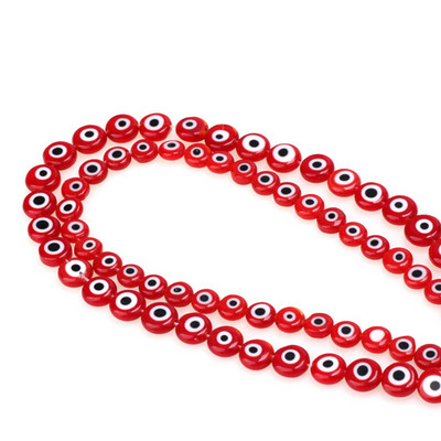6mm/8mm/10mm többszínű kerek, lapos alakú Evil Eye lámpatest üvegezett üveggyöngyök karkötő nyaklánchoz barkács ékszerkészítéshez