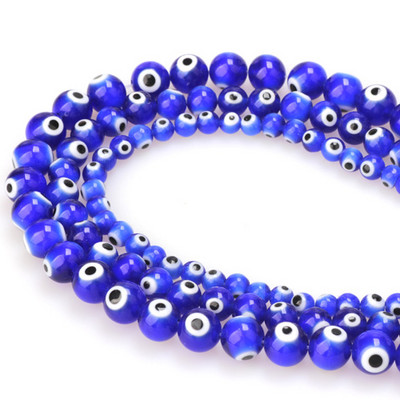 6mm/8mm/10mm többszínű kerek, lapos alakú Evil Eye lámpatest üvegezett üveggyöngyök karkötő nyaklánchoz barkács ékszerkészítéshez