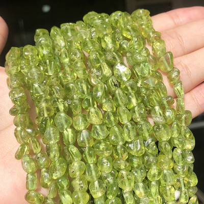 6-8 χιλιοστά ακανόνιστες πράσινες πέτρες χάντρες Peridot για αξεσουάρ Κοσμήματα κατασκευής βραχιόλι κολιέ 15 ιντσών