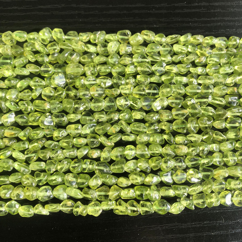 6-8 mm-es szabálytalan természetes zöld peridot kőgyöngyök kiegészítőkhöz Ékszerkészítés karkötő nyaklánc 15 hüvelyk