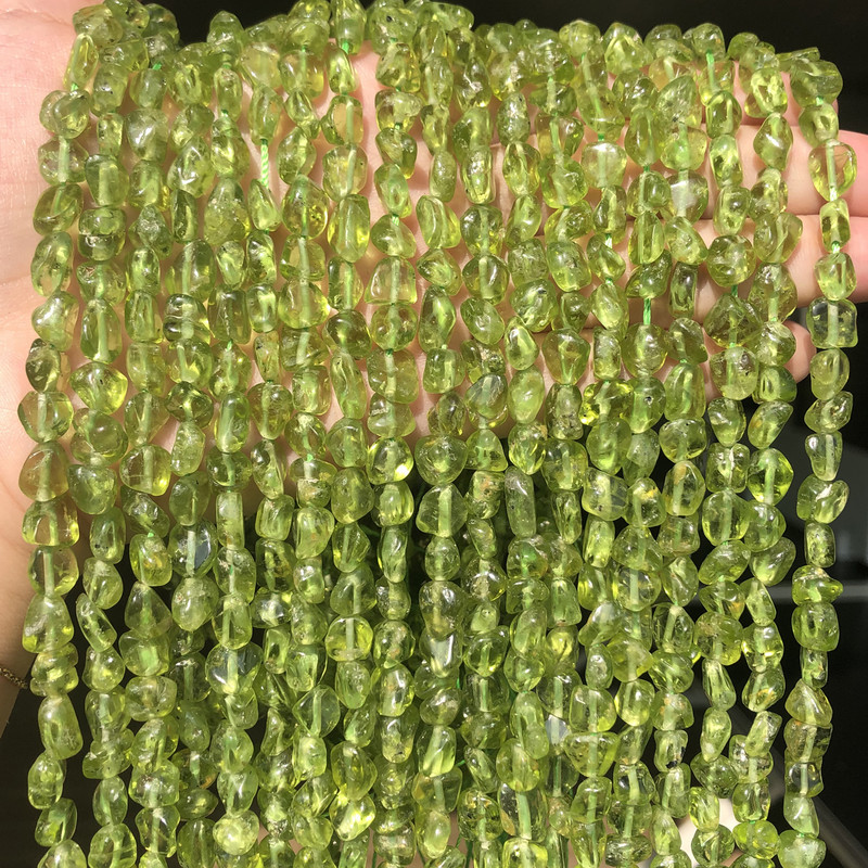 6-8 mm-es szabálytalan természetes zöld peridot kőgyöngyök kiegészítőkhöz Ékszerkészítés karkötő nyaklánc 15 hüvelyk