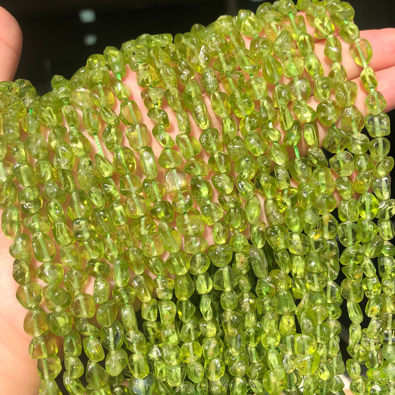 6-8 mm-es szabálytalan természetes zöld peridot kőgyöngyök kiegészítőkhöz Ékszerkészítés karkötő nyaklánc 15 hüvelyk