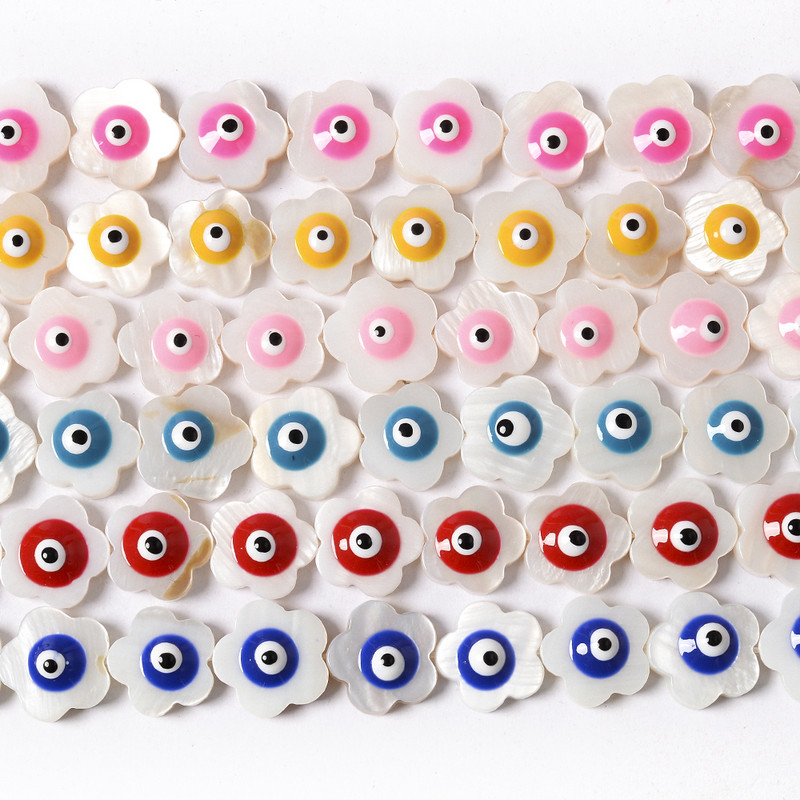 12 mm bijeli prirodni sedef školjka cvijeće u boji zlog oka perle narukvica ručno izrađen nakit s perlama približno 32 komada po niti