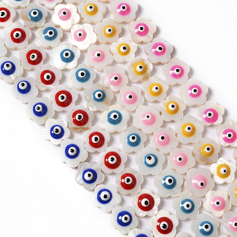 12 mm bijeli prirodni sedef školjka cvijeće u boji zlog oka perle narukvica ručno izrađen nakit s perlama približno 32 komada po niti