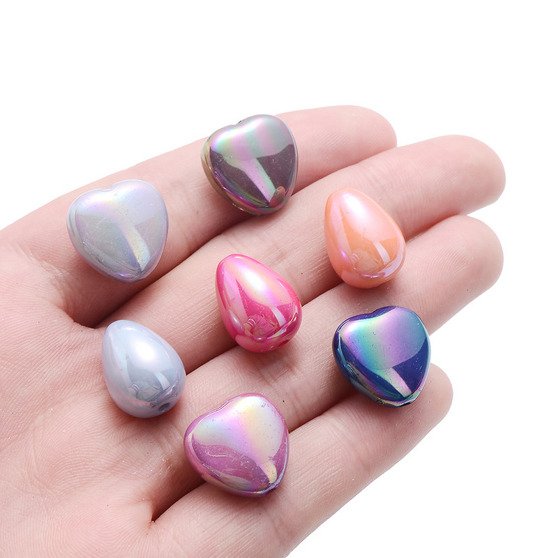 20 de bucăți acrilic în formă de inimă ABS culoare margele distanțiere amestec de picături de apă margele libere pentru realizarea de bijuterii DIY accesorii de mărgele de brățară