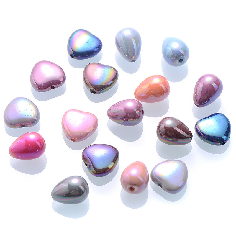 20 de bucăți acrilic în formă de inimă ABS culoare margele distanțiere amestec de picături de apă margele libere pentru realizarea de bijuterii DIY accesorii de mărgele de brățară