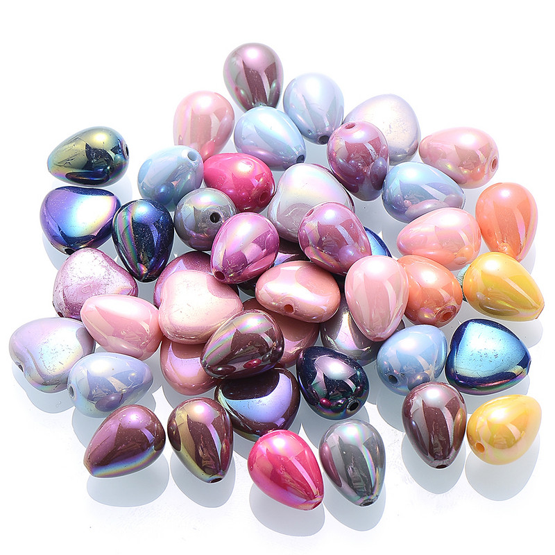 20 de bucăți acrilic în formă de inimă ABS culoare margele distanțiere amestec de picături de apă margele libere pentru realizarea de bijuterii DIY accesorii de mărgele de brățară