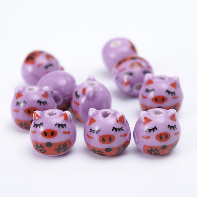 12 mm slatka prasica keramičke perle mješovitih boja porculanske perle s rupama za životinje za DIY rukotvorine narukvice Dodaci za izradu nakita