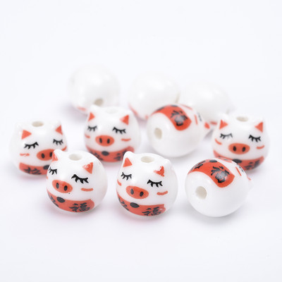 12 mm slatka prasica keramičke perle mješovitih boja porculanske perle s rupama za životinje za DIY rukotvorine narukvice Dodaci za izradu nakita