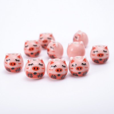 12 mm slatka prasica keramičke perle mješovitih boja porculanske perle s rupama za životinje za DIY rukotvorine narukvice Dodaci za izradu nakita