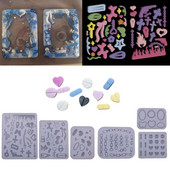 Shaker Filler Forma DIY Resin Shaker Kulcstartó medálok Gyanta forma Szív színű Csík Forma Töltőanyag Szilikon Forma