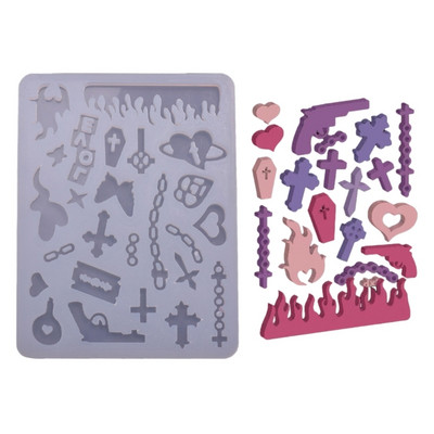 Shaker Filler Forma DIY Resin Shaker Kulcstartó medálok Gyanta forma Szív színű Csík Forma Töltőanyag Szilikon Forma