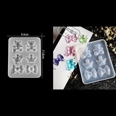 3D állati medvegyanta forma Rajzfilmek baba szilikon forma barkácsoláshoz kulcstartó medálok Jewele készítő szerszámok kiegészítők