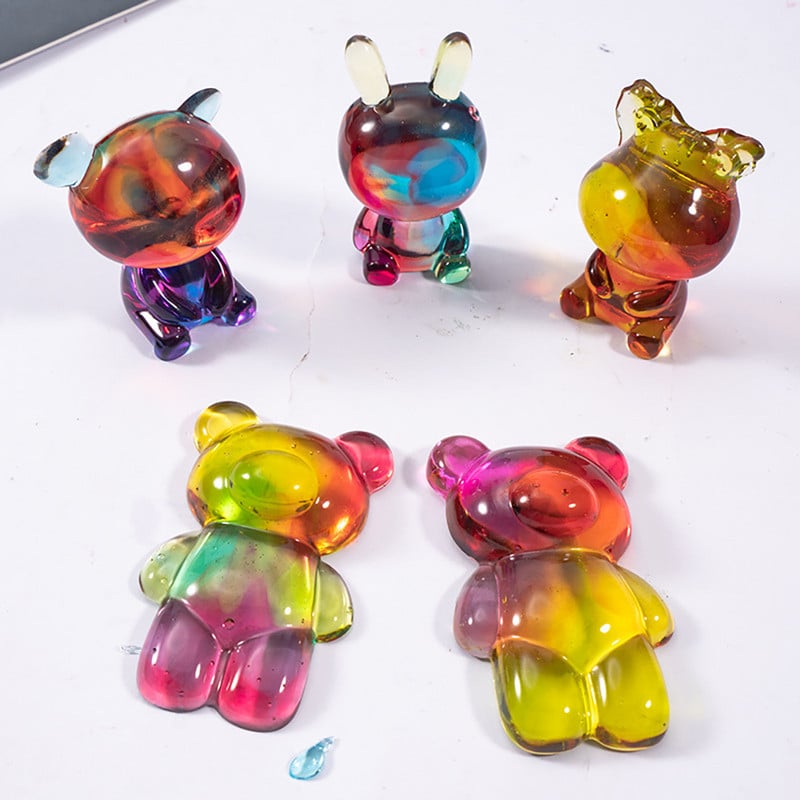 3D állati medvegyanta forma Rajzfilmek baba szilikon forma barkácsoláshoz kulcstartó medálok Jewele készítő szerszámok kiegészítők