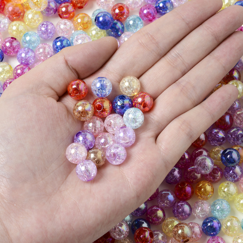 30/50/100kom Imitacija prirodnog kamena AB Okrugle akrilne perle Kristalne napuknute perle za izradu nakita DIY narukvica 10 mm