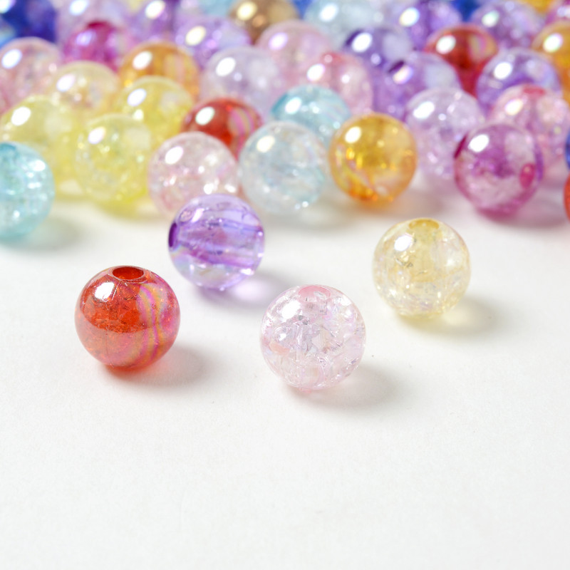 30/50/100kom Imitacija prirodnog kamena AB Okrugle akrilne perle Kristalne napuknute perle za izradu nakita DIY narukvica 10 mm