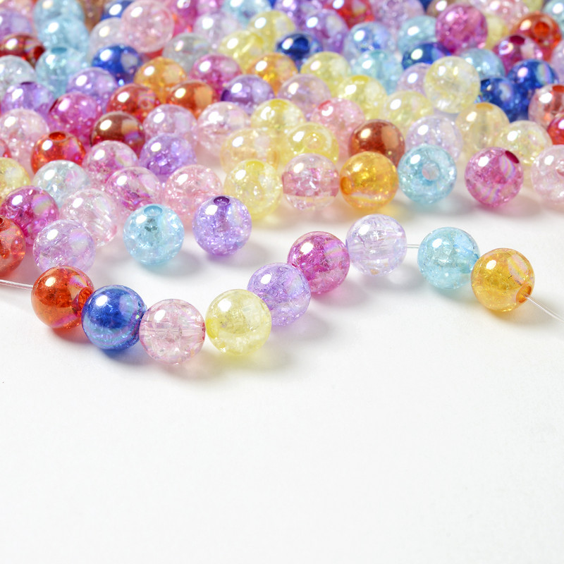 30/50/100kom Imitacija prirodnog kamena AB Okrugle akrilne perle Kristalne napuknute perle za izradu nakita DIY narukvica 10 mm