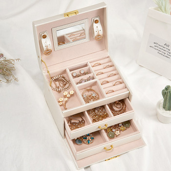 Jewelry Organizer Large Jewelry Box Υψηλής χωρητικότητας Jewelry Casket Makeup Storage Makeup Organizer Δερμάτινο Beauty Travel Box