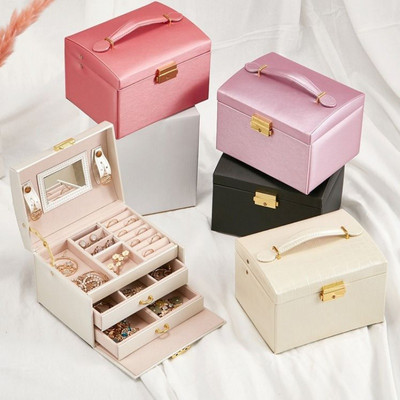 Jewelry Organizer Large Jewelry Box Υψηλής χωρητικότητας Jewelry Casket Makeup Storage Makeup Organizer Δερμάτινο Beauty Travel Box