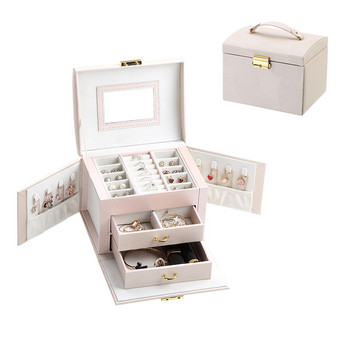 Hot Sale Luxury Jewelry Box Organizer Μεγάλο PU Δερμάτινο Συρτάρι Κοσμήματα Σκουλαρίκια Δαχτυλίδι Κολιέ Θήκη αποθήκευσης Κασετίνα δώρου για κορίτσια