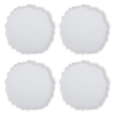 4 τμχ Agate Geometry Coaster Εποξειδική ρητίνη Mold Mold Κύπελλο Μπροστινό μέρος Κούπα σιλικόνη Καλούπι DIY Crafts Κοσμήματα Faux Agate Slices Home Tool Drop
