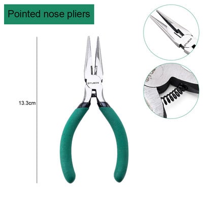 Rozsdamentes acél ékszerfogó Tűfogó, kerek fogó és drótvágó ékszerkészítéshez, gyöngyfűző javítási kellékekhez