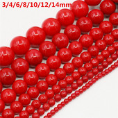 Nagyker 3/4/6/8/10/12/14/16mm Red Shell Pearl Kerek laza gyöngyök ékszerekhez Choker készítés Diy karkötő ékszerek