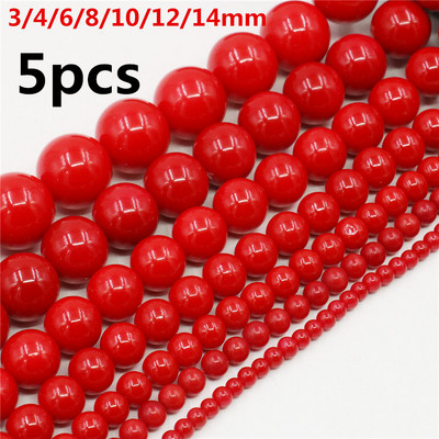 Nagyker 3/4/6/8/10/12/14/16mm Red Shell Pearl Kerek laza gyöngyök ékszerekhez Choker készítés Diy karkötő ékszerek