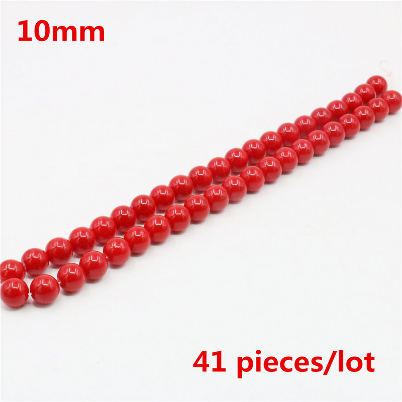 Nagyker 3/4/6/8/10/12/14/16mm Red Shell Pearl Kerek laza gyöngyök ékszerekhez Choker készítés Diy karkötő ékszerek