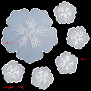 Hot sale New Simple Flower Cherry Blossom Coaster Καλούπι σιλικόνης DIY Εποξειδική Ρητίνη Σετ Δίσκος Πέταλλων για Κατασκευή Διακοσμήσεων