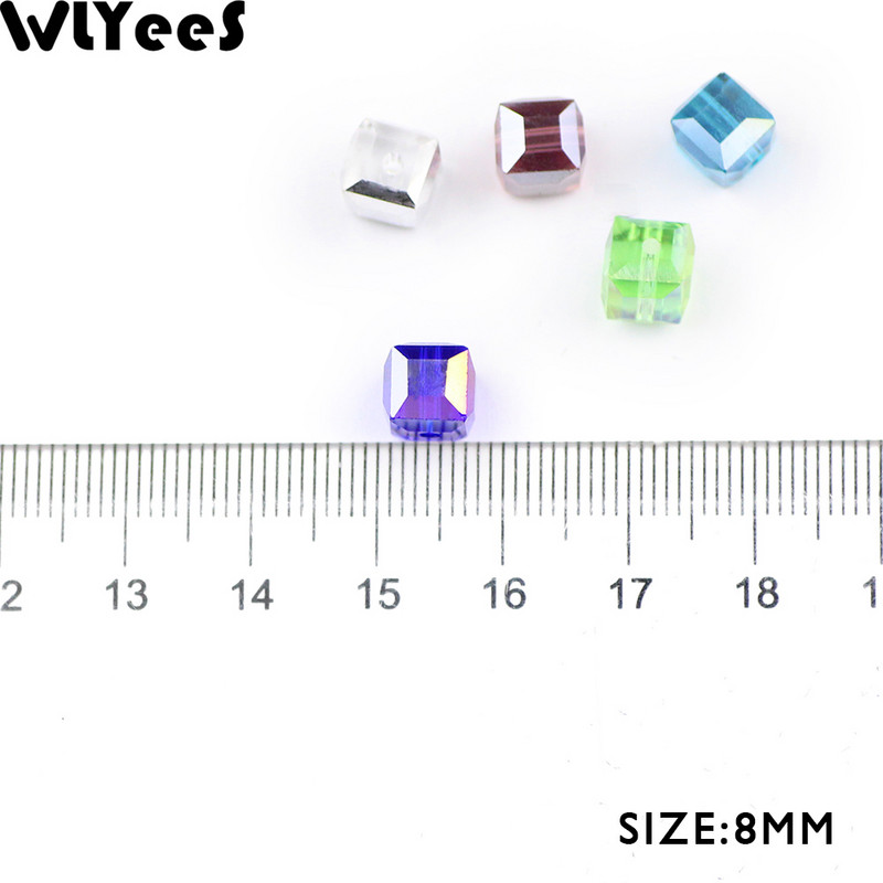 WLYeeS 8mm Négyzet alakú Medál gyöngyök 30db Osztrák kristály Távtartó Ball Laza gyöngyök ékszerekhez Nyaklánc Kiegészítők Barkácsolás