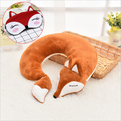 JINSERTA Lovely Fox Animal Pamuk Pamuk U Shape Jastuk za Vrat Automobil Kućni Putni Jastuk Nap Health Care Jastuk za djecu Kid Adult
