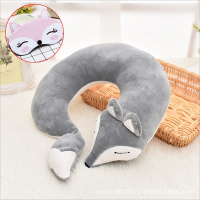 JINSERTA Lovely Fox Animal Pamuk Pamuk U Shape Jastuk za Vrat Automobil Kućni Putni Jastuk Nap Health Care Jastuk za djecu Kid Adult