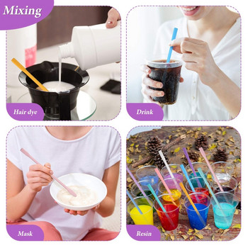 6 τεμάχια σιλικόνης Stir Sticks Resin Mix Sticks Facial Make Up Rods ανάδευσης για ανάμειξη ρητίνης Liquid Paint Epoxy DIY Crafts