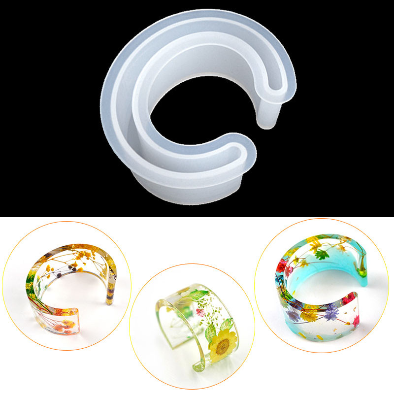DM074 kalupi za narukvice u obliku slova C od smole otvorenog dizajna za narukvice Moldes De Silicona Para Resina Epoxi za izradu nakita Fai Da Te