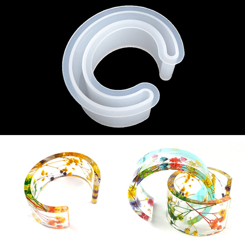 DM074 kalupi za narukvice u obliku slova C od smole otvorenog dizajna za narukvice Moldes De Silicona Para Resina Epoxi za izradu nakita Fai Da Te