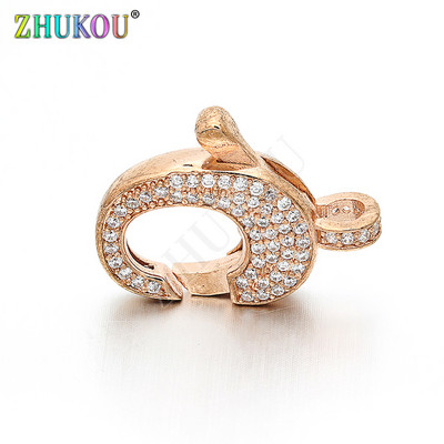 17 * 22 mm rokām darināti misiņa kubiskā cirkonija omāra aizdares āķi DIY rotaslietu atradumi aksesuāri, caurums: 3 mm, modelis: VK8
