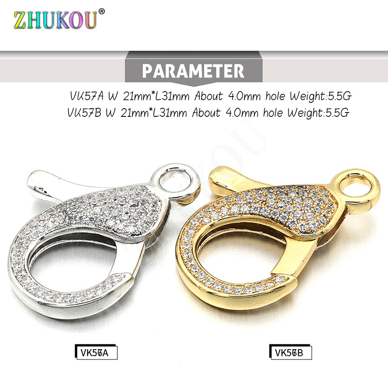 21*31 mm mesingane kubične cirkonijeve kopče od jastoga, kukice, DIY pribor za nakit, mješovite boje, rupa: 4 mm, model: VK56