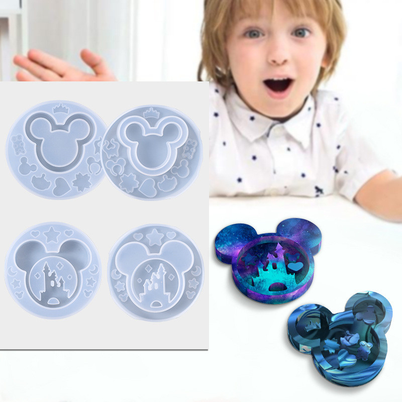 DIY kalup od kristalne epoksidne smole, zabavni Silikonski kalup za dvorac Mickey Head Castle Quicksand