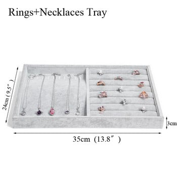 Μόδα Ice Grey Velvet Δίσκος κοσμημάτων Κοσμήματα Κουτί αποθήκευσης Ρολόι Θήκη κολιέ δαχτυλίδι σκουλαρίκια Κρεμαστό Σειρά Organizer Display