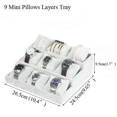 Modni ledeno sivi baršunasti pladanj za nakit Kutija za pohranu nakita Držač za sat Ogrlica Prsten Naušnice Privjesak Serija organizatora Izložba