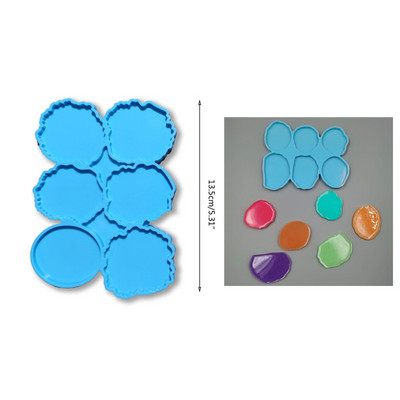 Okrugli podmetač za čaše od epoksidne smole, silikonski kalupi, 6-snopova diskova, kružna ladica s rupom, lijevani nakit, ogrlica, privjesak, privjesci, privjesci Ne