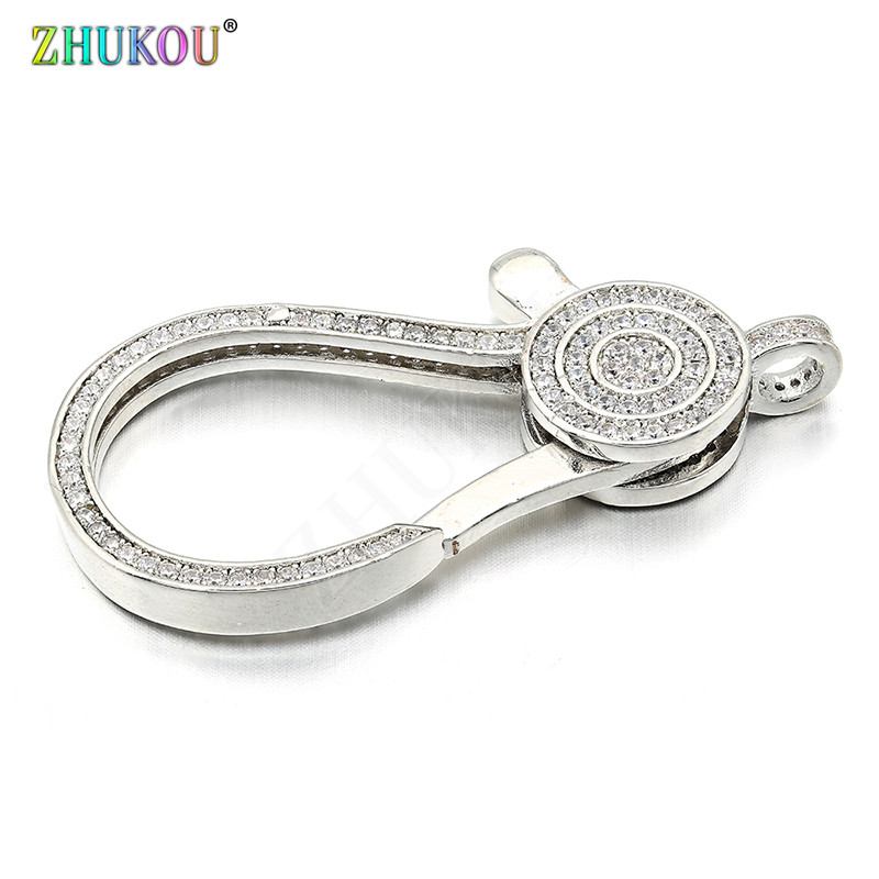 24 * 50 mm-es sárgaréz cirkónium homár kapcsok horgok barkács ékszerleletekhez, vegyes színben, lyuk: 3,5 mm, modell: VK62