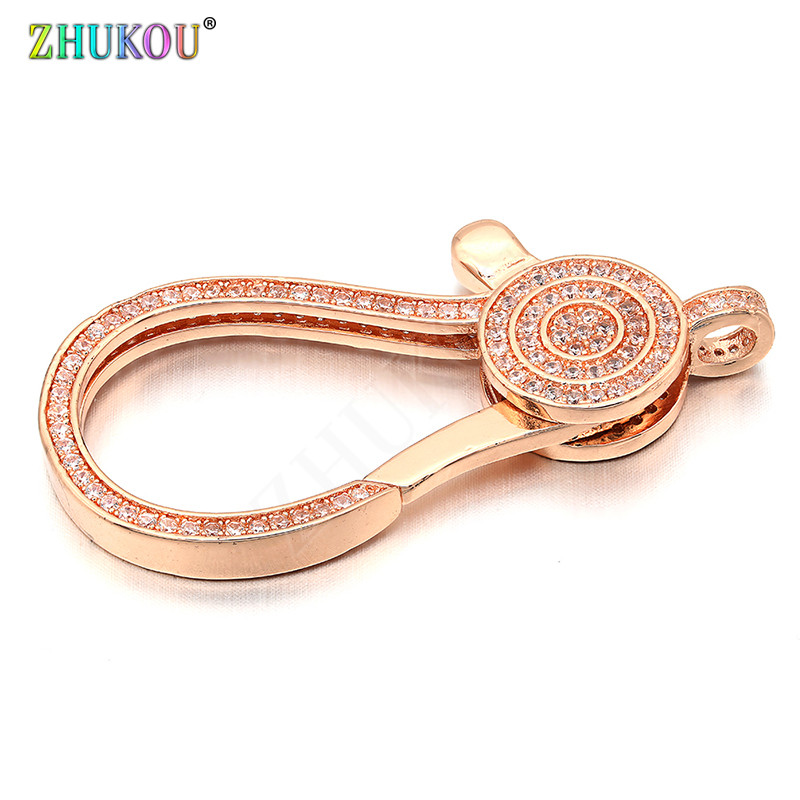 24 * 50 mm-es sárgaréz cirkónium homár kapcsok horgok barkács ékszerleletekhez, vegyes színben, lyuk: 3,5 mm, modell: VK62